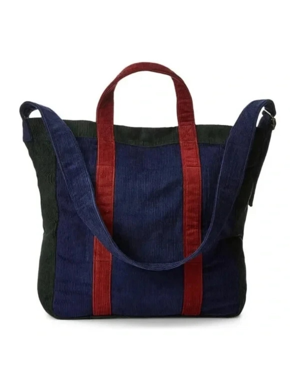 Polo Ralph Lauren Colorblock Corduroy Tote Crossbody bookbag Navy Green Red Tote - Picture 8 of 11